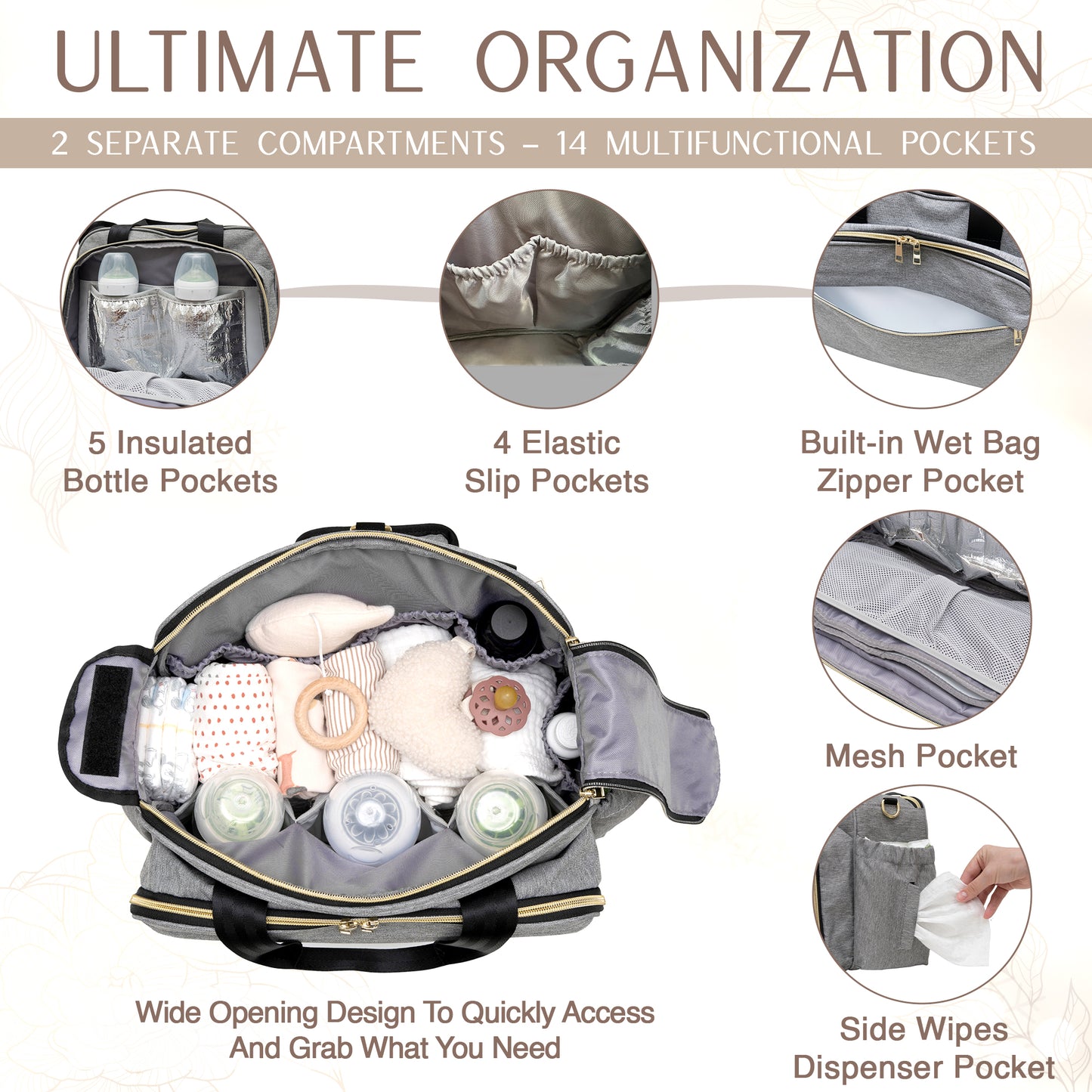 4 In 1 Convertible Diaper Bag - Light Gray