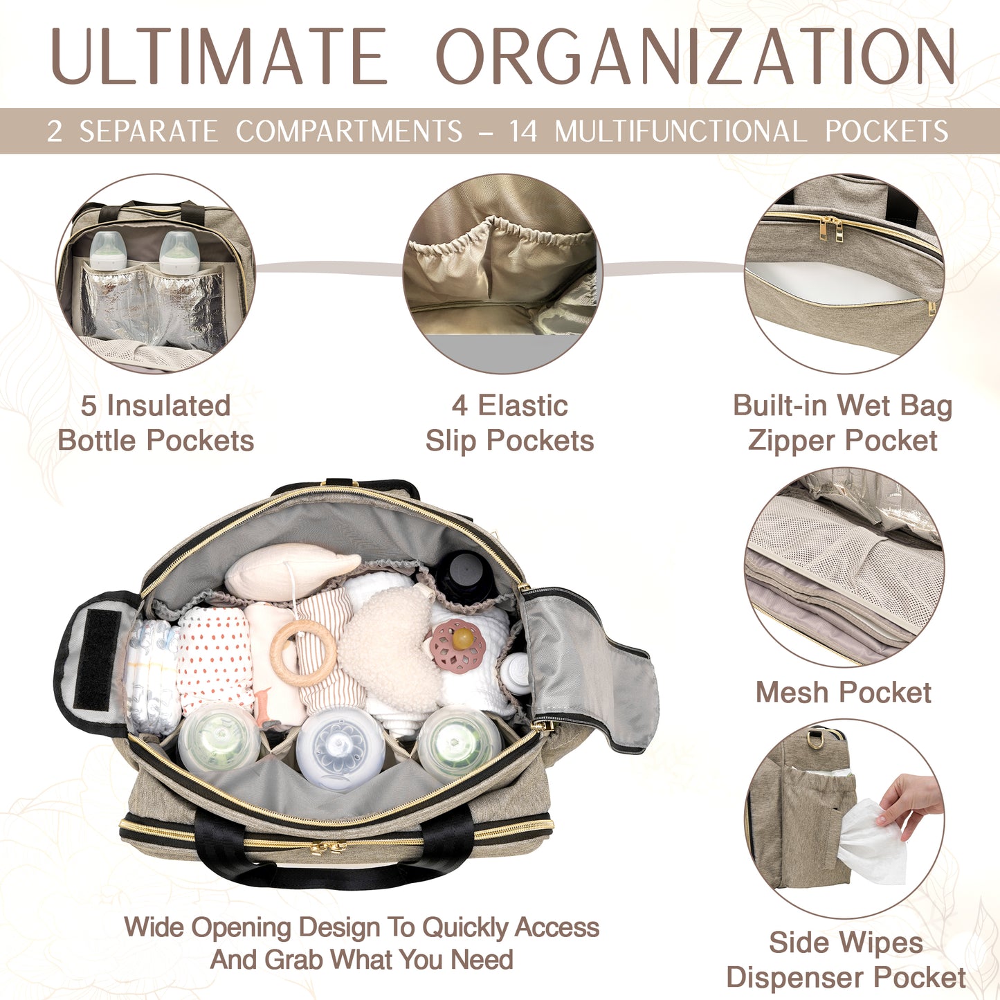 4 In 1 Convertible Diaper Bag - Beige
