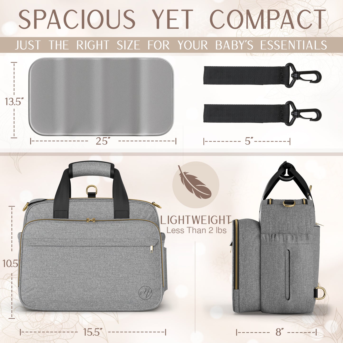 4 In 1 Convertible Diaper Bag - Light Gray