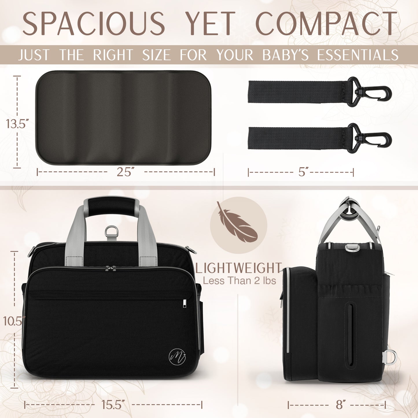 4 In 1 Convertible Diaper Bag - Black