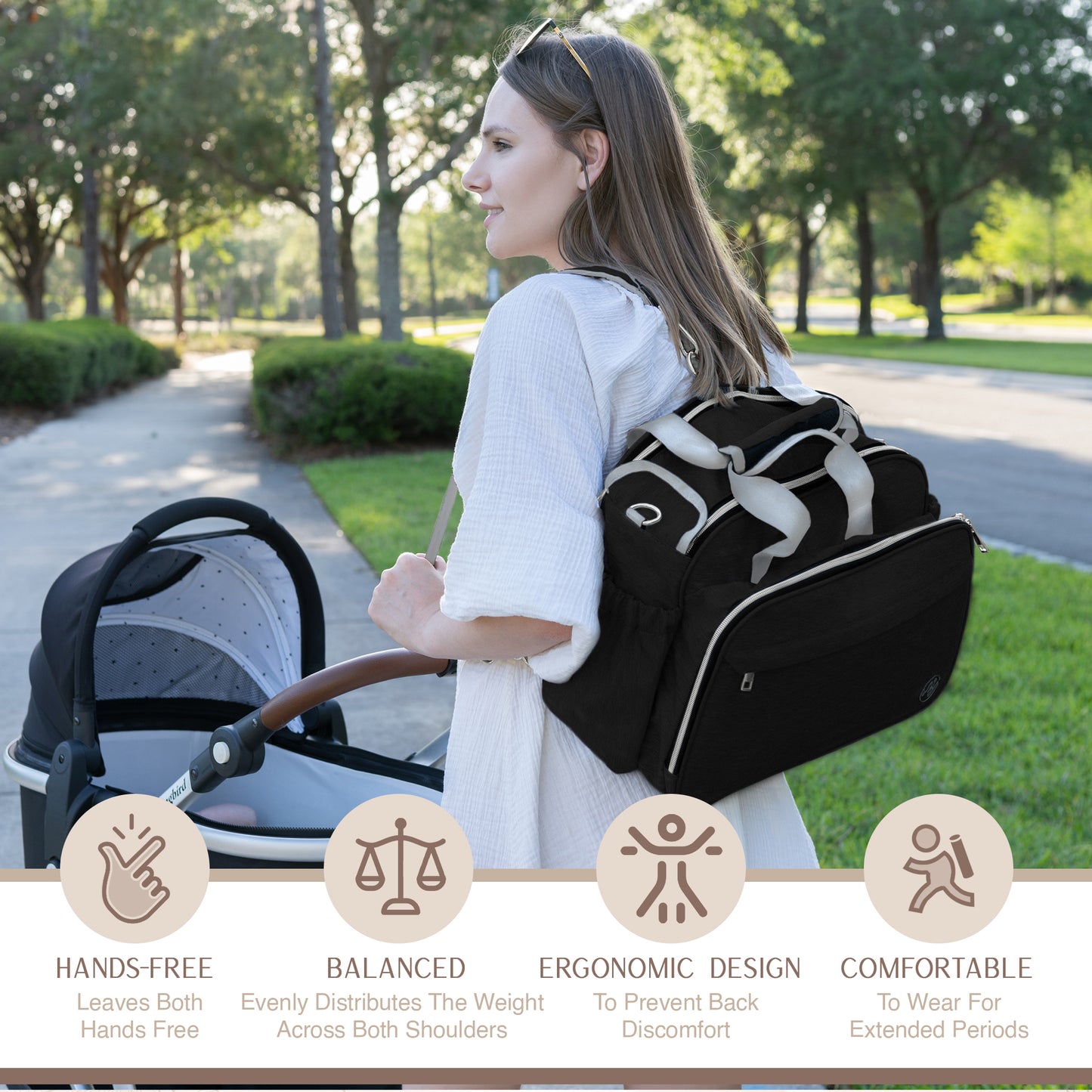 4 In 1 Convertible Diaper Bag - Black
