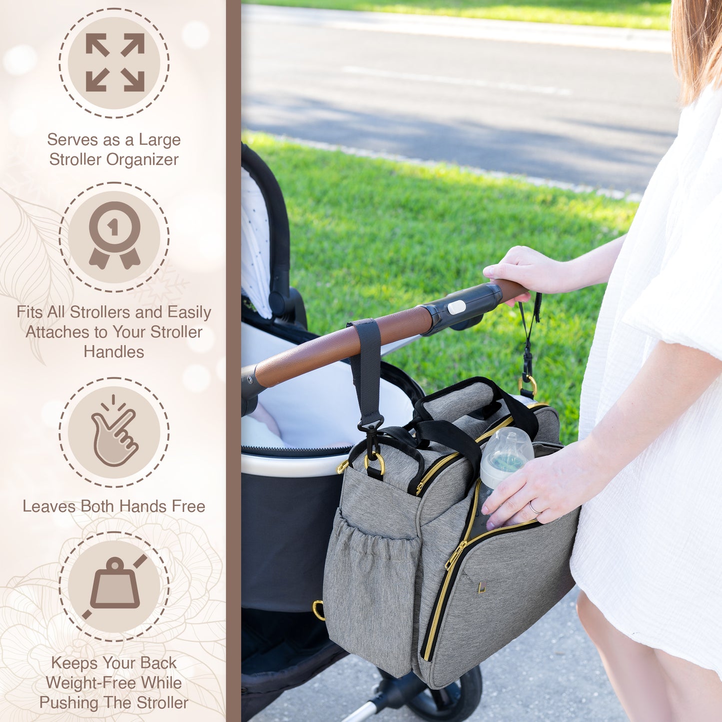 4 In 1 Convertible Diaper Bag - Light Gray