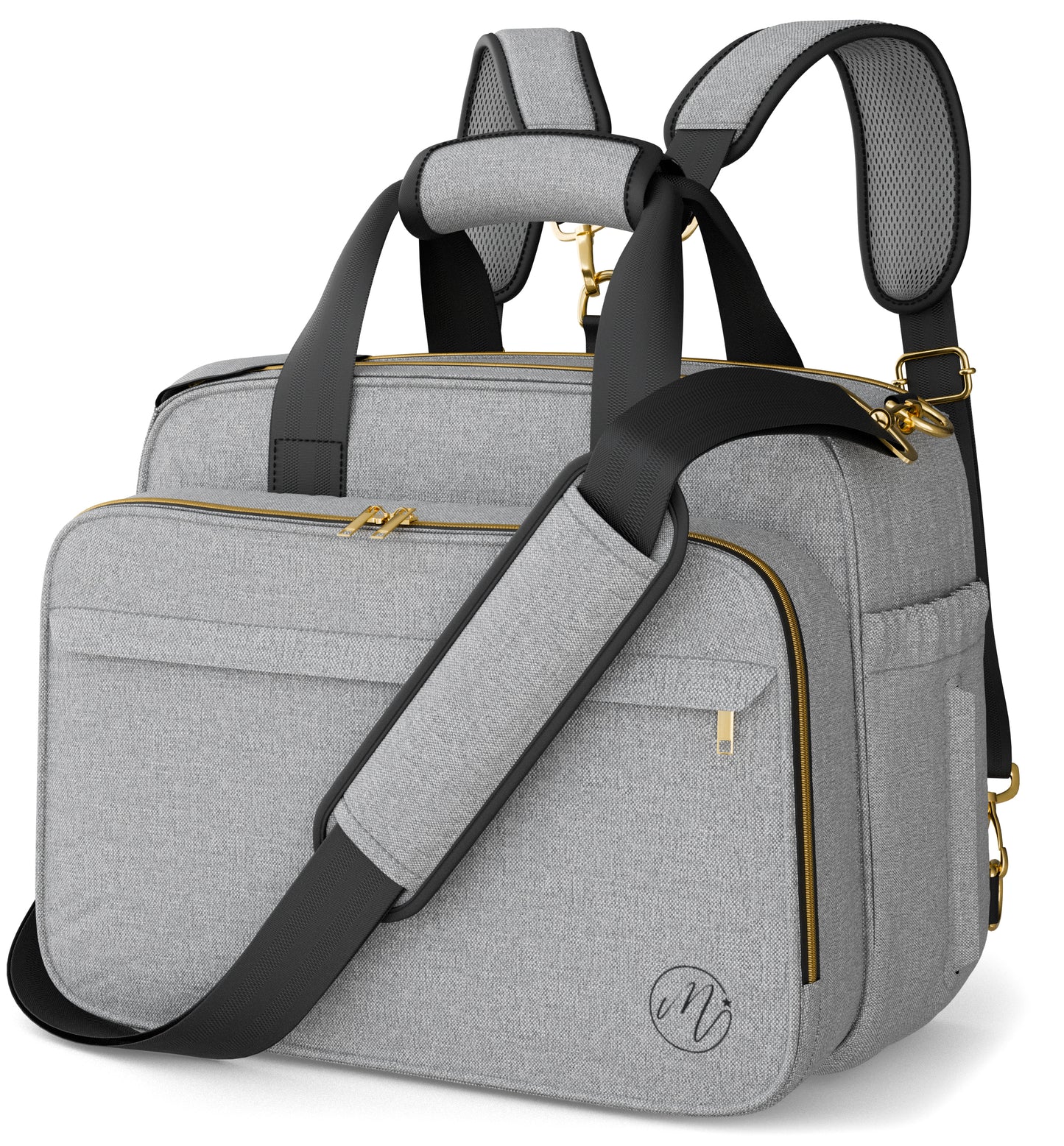 Mellories 4 In 1 Convertible Diaper Bag - Light Gray