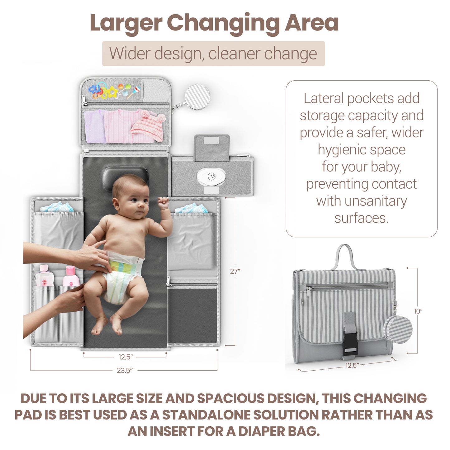 Portable Diaper Changing Pad - Gray