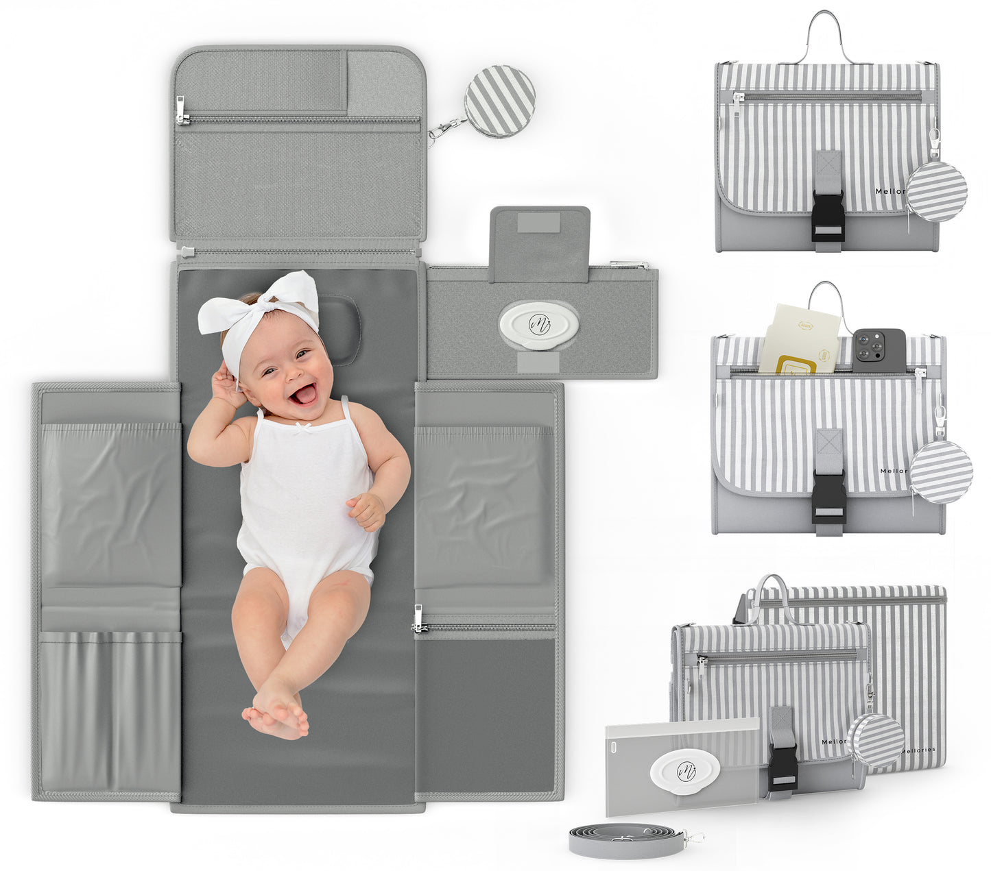 Portable Diaper Changing Pad - Gray