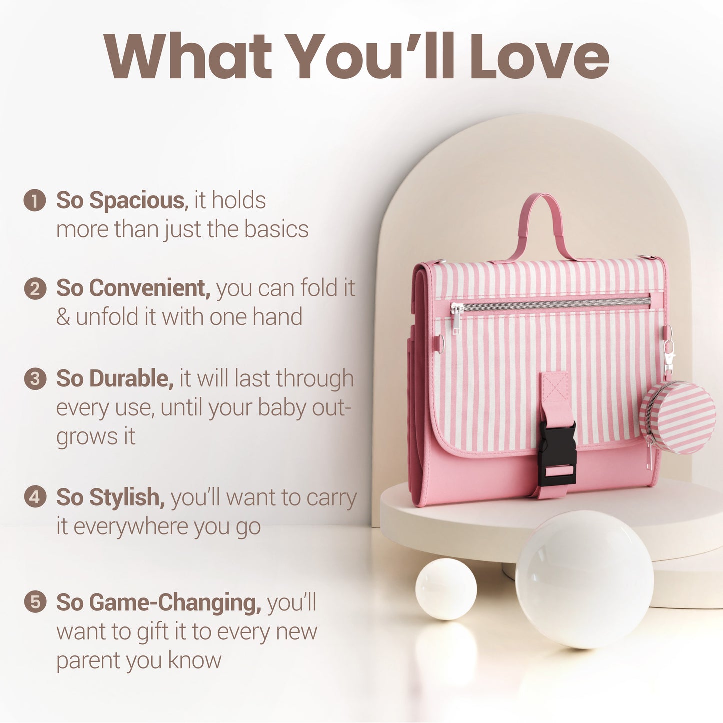 Portable Diaper Changing Pad - Pink