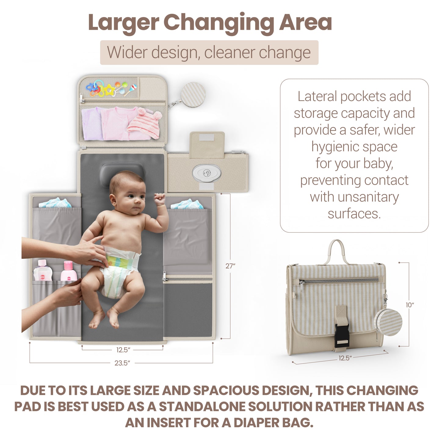 Portable Diaper Changing Pad - Beige