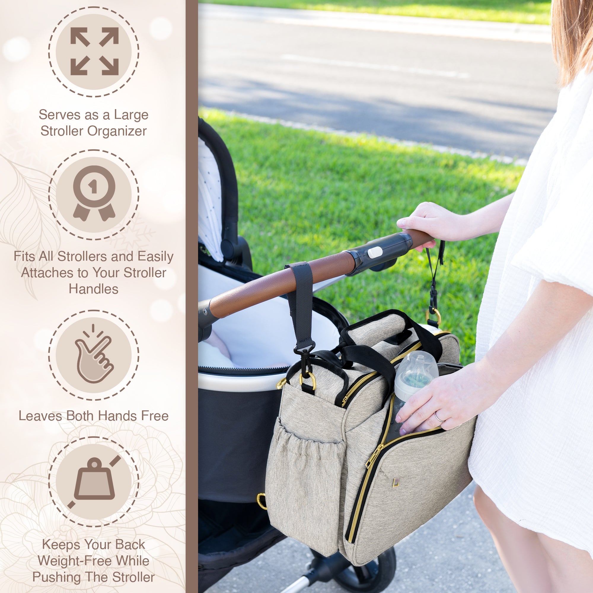 Mellories 4 In 1 Convertible Diaper Bag Beige The Mellories Store