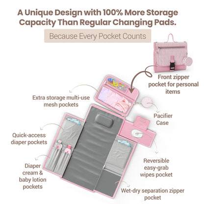 Portable Diaper Changing Pad - Pink