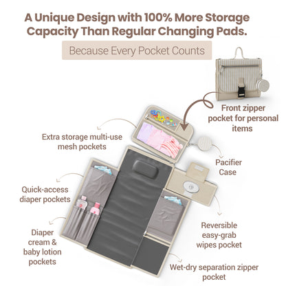 Portable Diaper Changing Pad - Beige